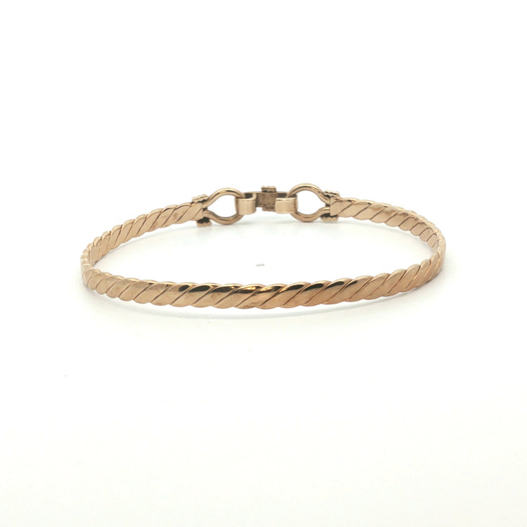9ct - Pre owned - Double hook bangle - 6" - (8.36g) - 3mm