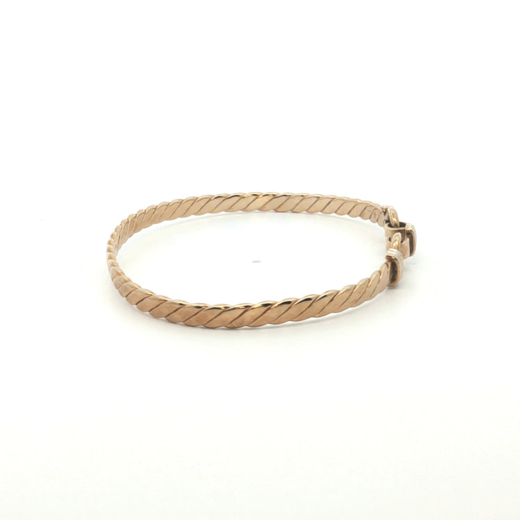 9ct - Pre owned - Double hook bangle - 6" - (8.36g) - 3mm