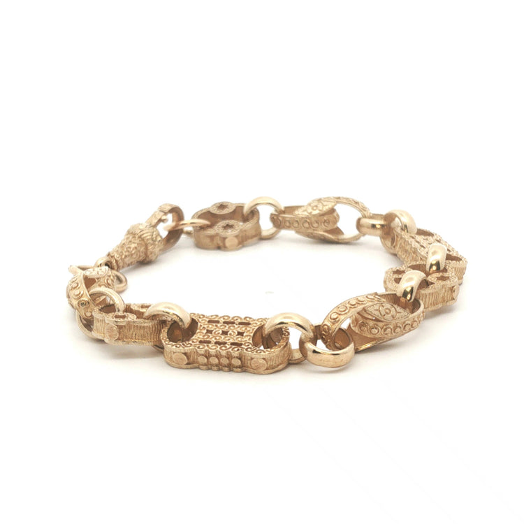 9ct - New - Stars & bars tulip bracelet - 6.5" - (14.74g) - 8mm