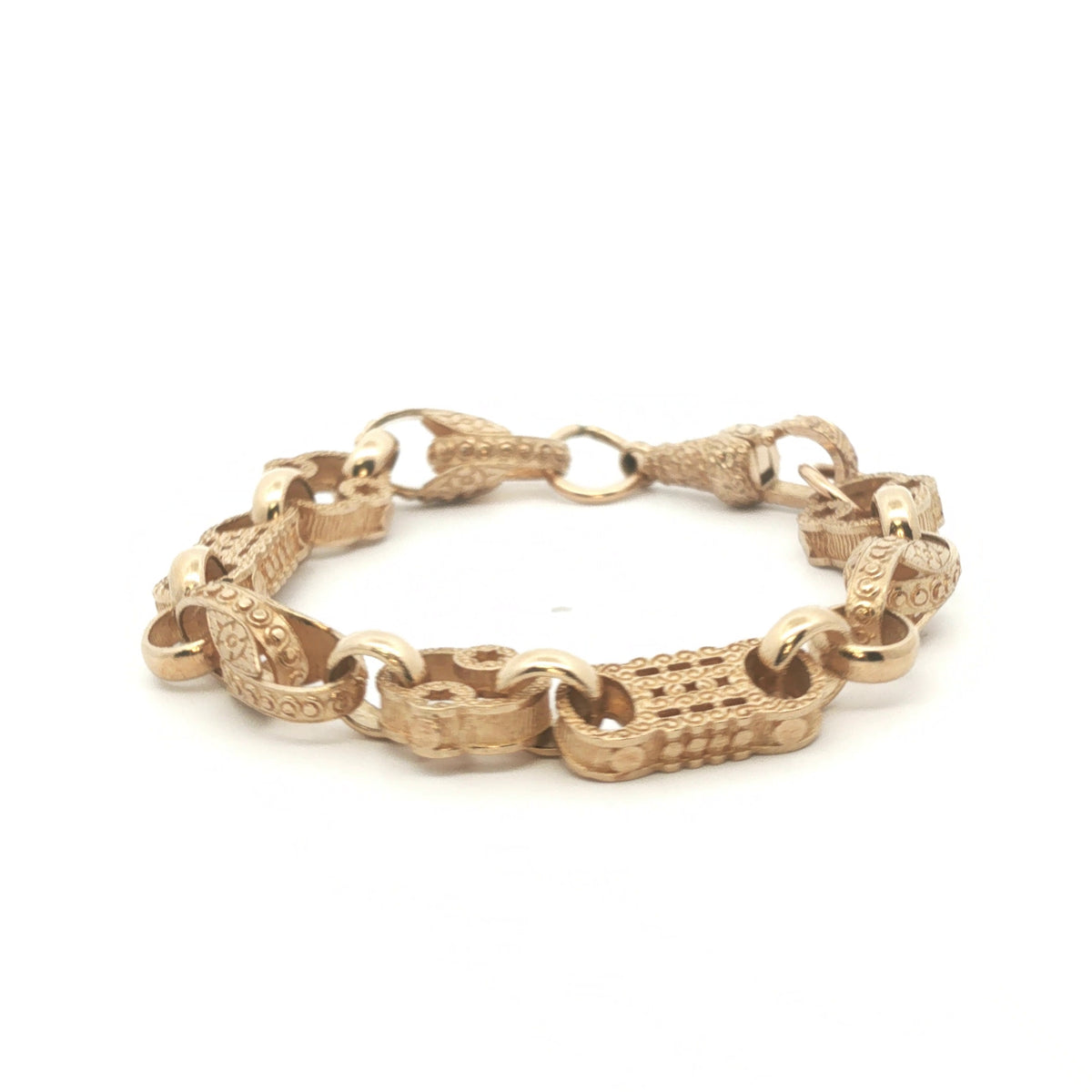 9ct - New - Stars & bars tulip bracelet - 6.5" - (14.74g) - 8mm