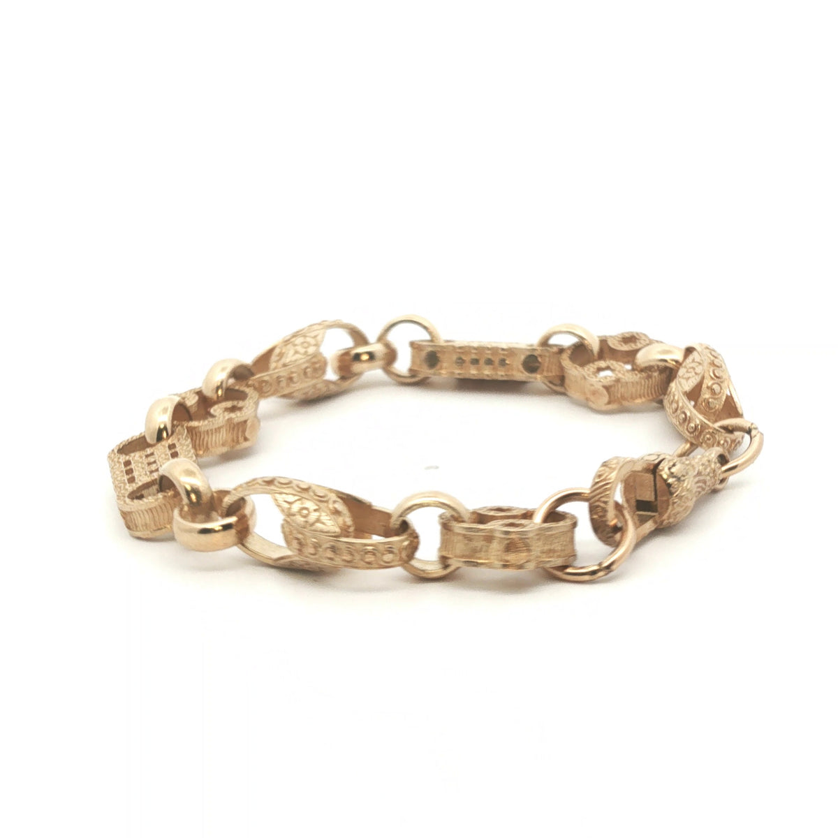 9ct - New - Stars & bars tulip bracelet - 6.5" - (14.74g) - 8mm