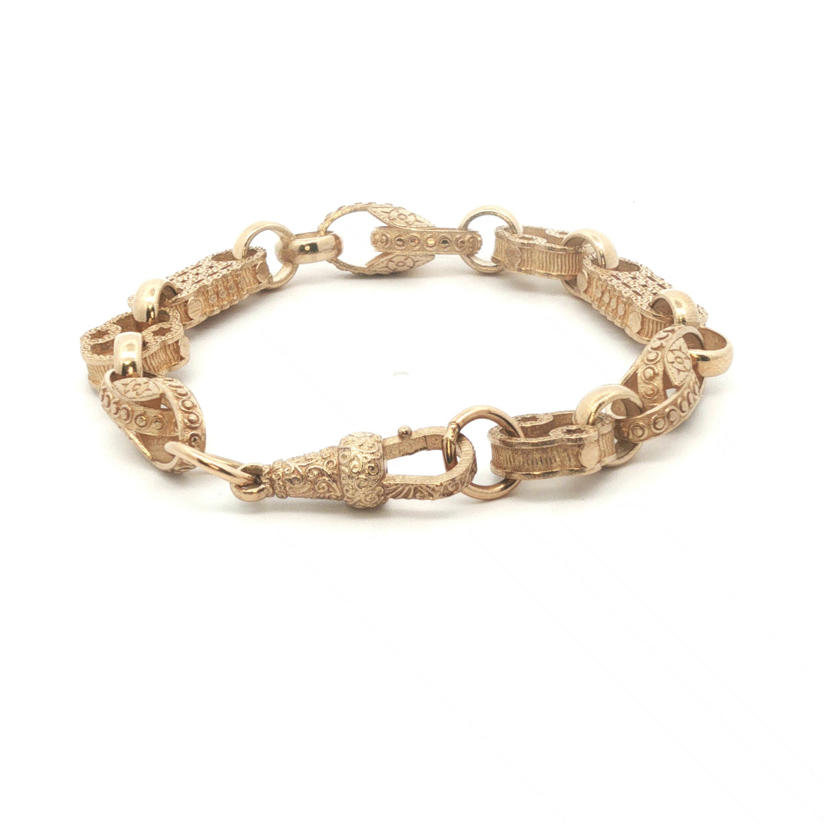 9ct - New - Stars & bars belcher bracelet - 6.5" - (14.740) - 8mm