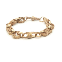 9ct - New - Stars & bars belcher bracelet - 6.5" - (14.740) - 8mm