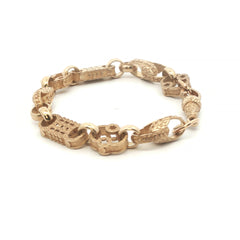 9ct - New - Stars & bars belcher bracelet - 6.5" - (14.740) - 8mm