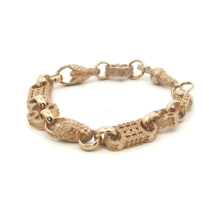 9ct - New - Stars & bars tulip bracelet - 6.5" - (14.740) - 7.5mm