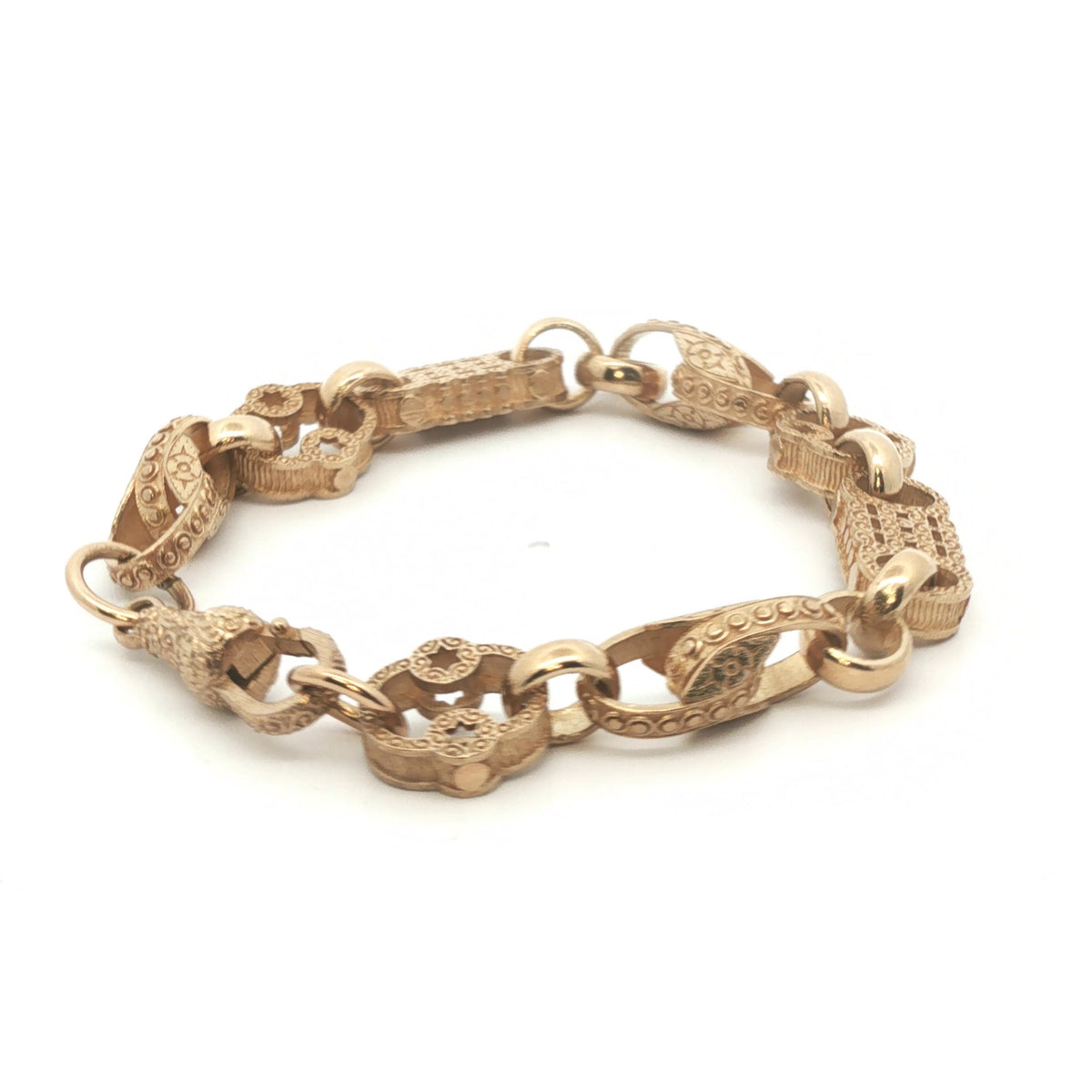 9ct - New - Stars & bars tulip bracelet - 6.5" - (14.740) - 7.5mm