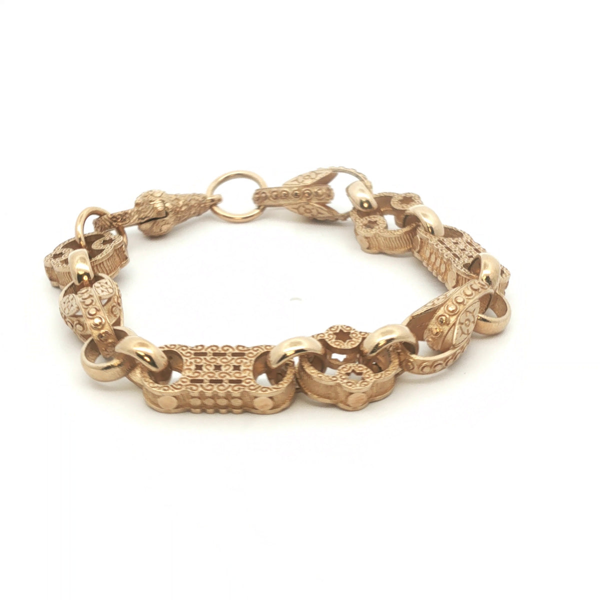 9ct - New - Stars & bars tulip bracelet - 6.5" - (14.740) - 7.5mm