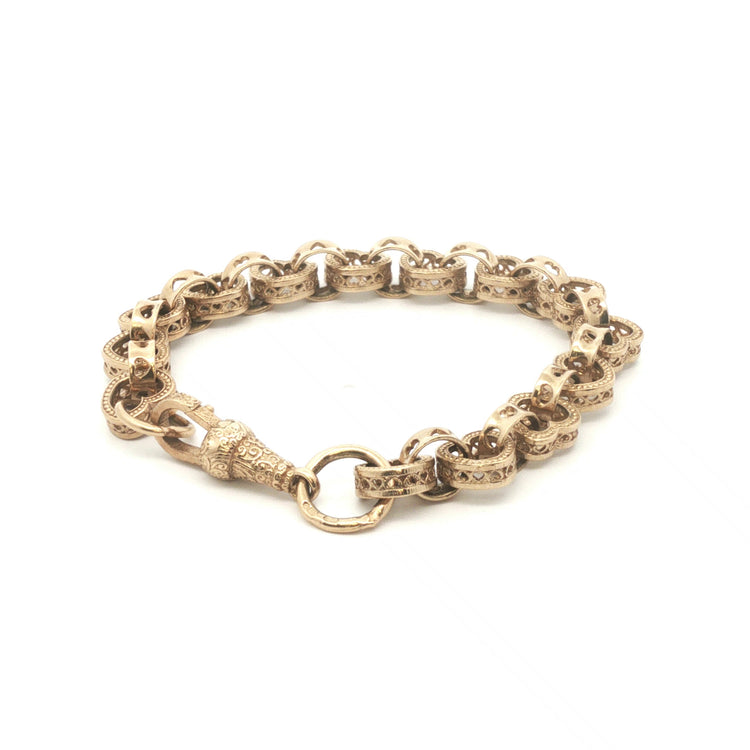 9ct - New - Belcher heart bracelet - 6.5" - (13.75g) - 7mm