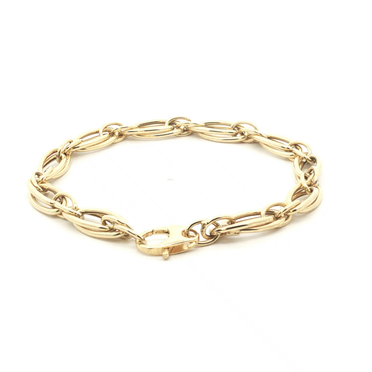 9ct - Pre owned - Double oval link bracelet - 7" - (4.82g) - 6mm
