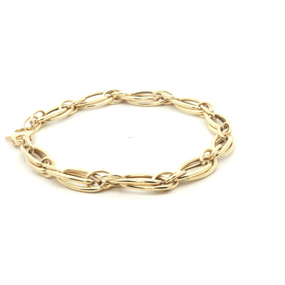 9ct - Pre owned - Double oval link bracelet - 7" - (4.82g) - 6mm