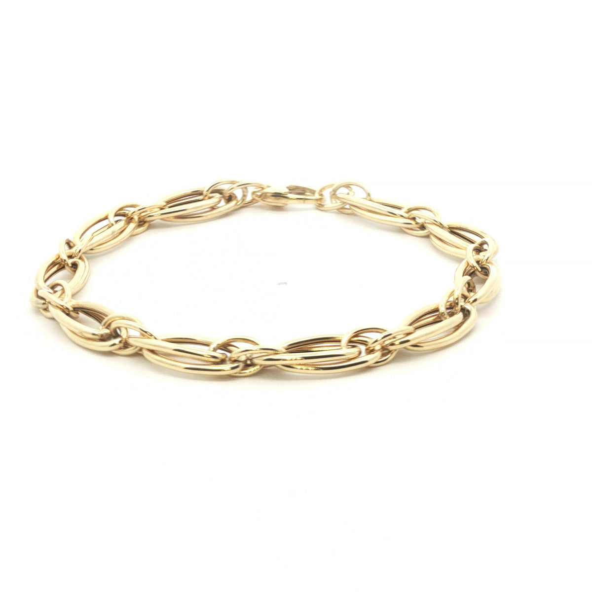 9ct - Pre owned - Double oval link bracelet - 7" - (4.82g) - 6mm