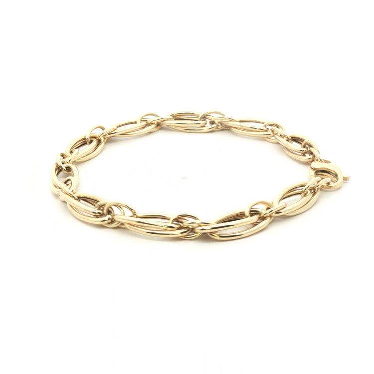 9ct - Pre owned - Double oval link bracelet - 7" - (4.82g) - 6mm