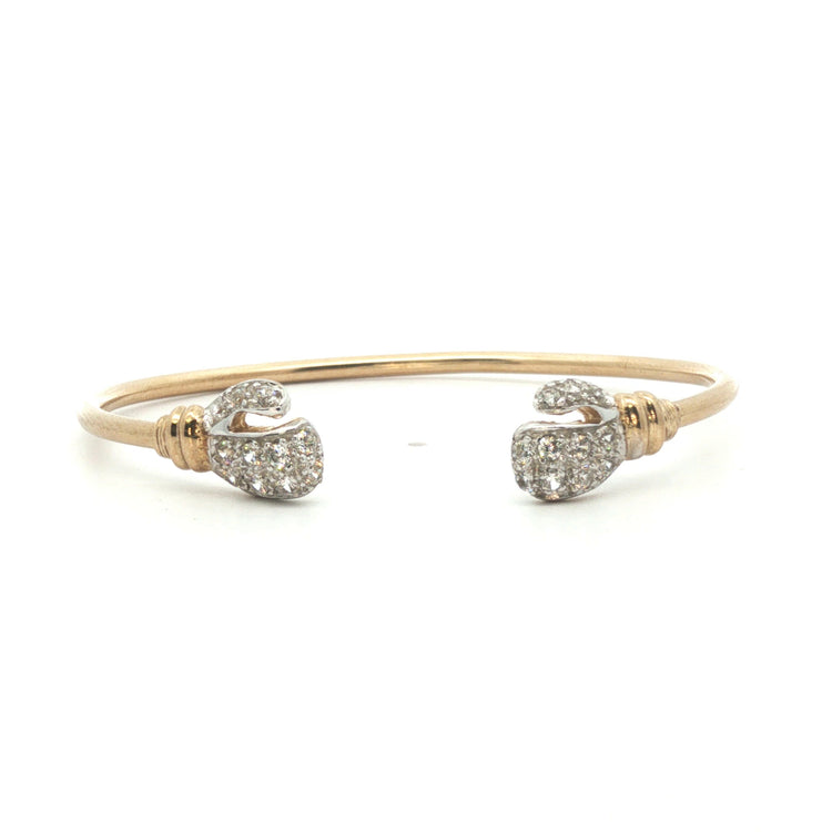 9ct - Pre owned - Boxing gloves torque bangle - 5.25"- (6.45g) - 2mm
