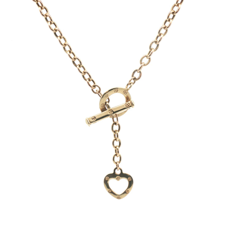 9ct -Pre owned - Oval Trace Link Chain with Heart Pendant & T-Bar - 21" - (8.66g) - 3.5mm