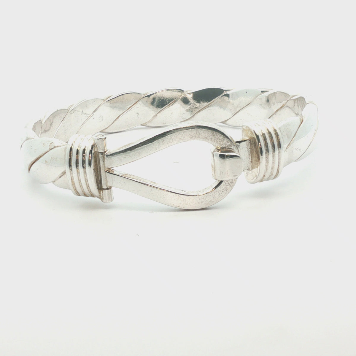 Silver 925 - New - Hook & Loop bangle - 7.5" - (88.5g) - 12mm