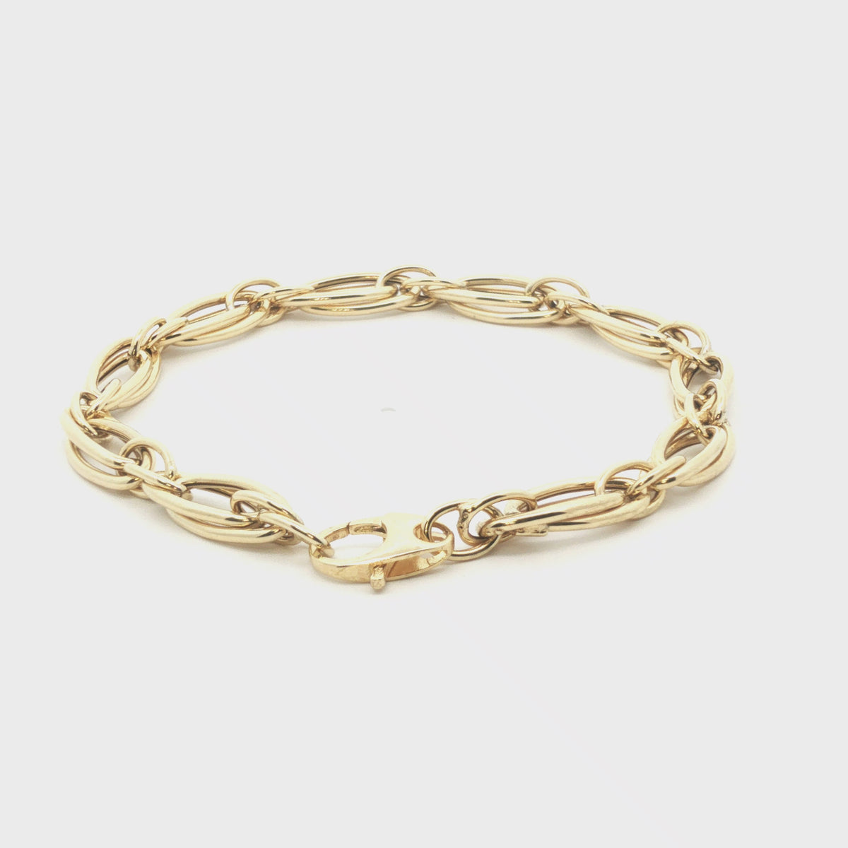 9ct - Pre owned - Double oval link bracelet - 7" - (4.82g) - 6mm
