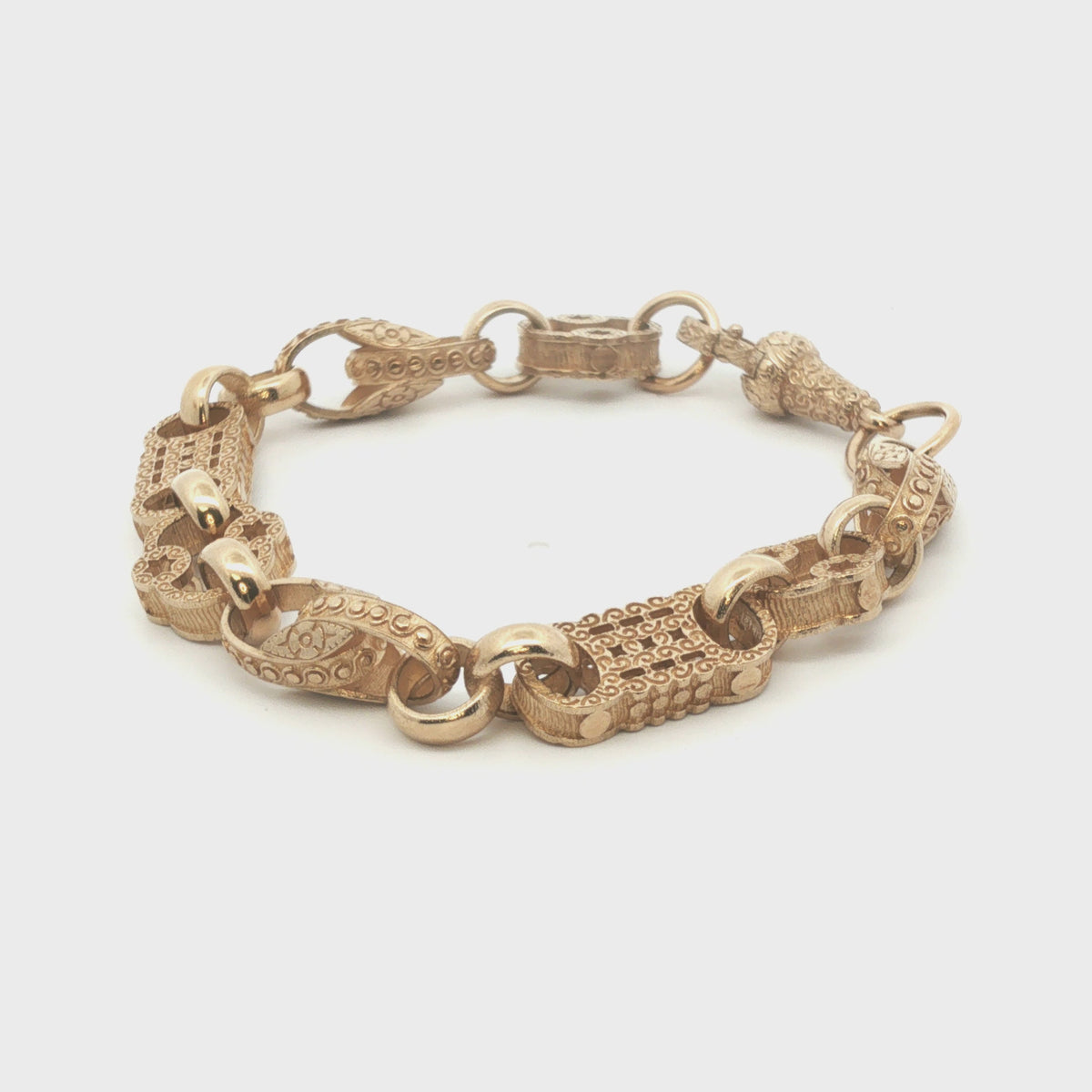 9ct - New - Stars & bars tulip bracelet - 6.5" - (14.740) - 7.5mm