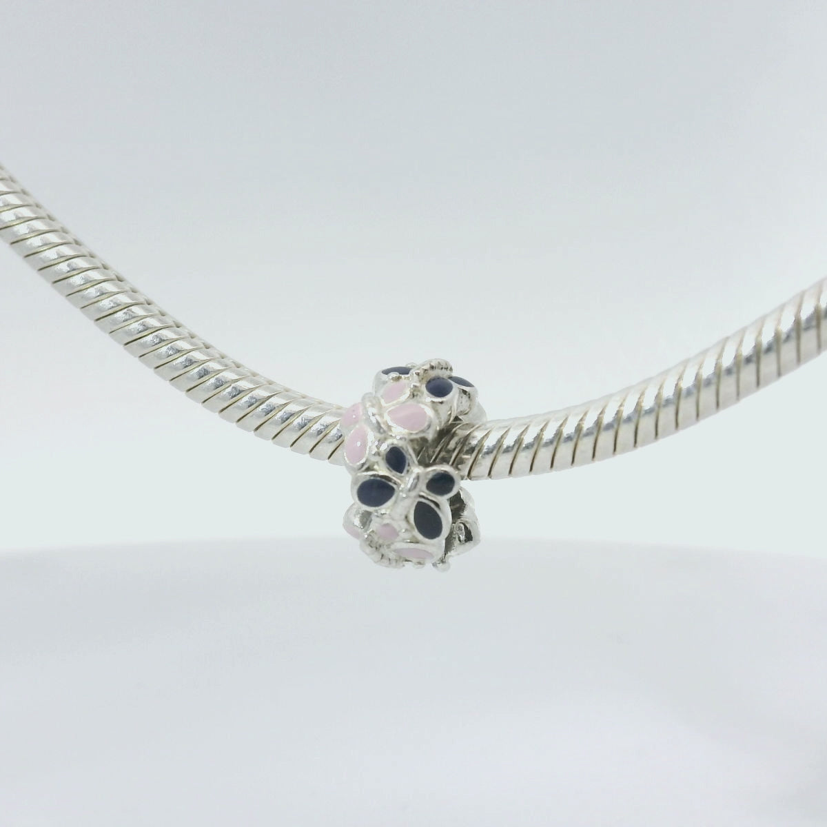 Genuine PANDORA 797870ENMX Silver Pink & Blue Enamel Butterflies Spacer Only
