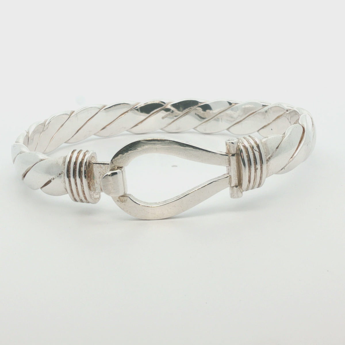 Silver 925 - New - Hook & Loop bangle - 7.75" - (83.5g) - 12mm