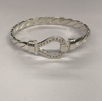 Sterling Silver Women’s Stone Set Hook And Loop Bangle