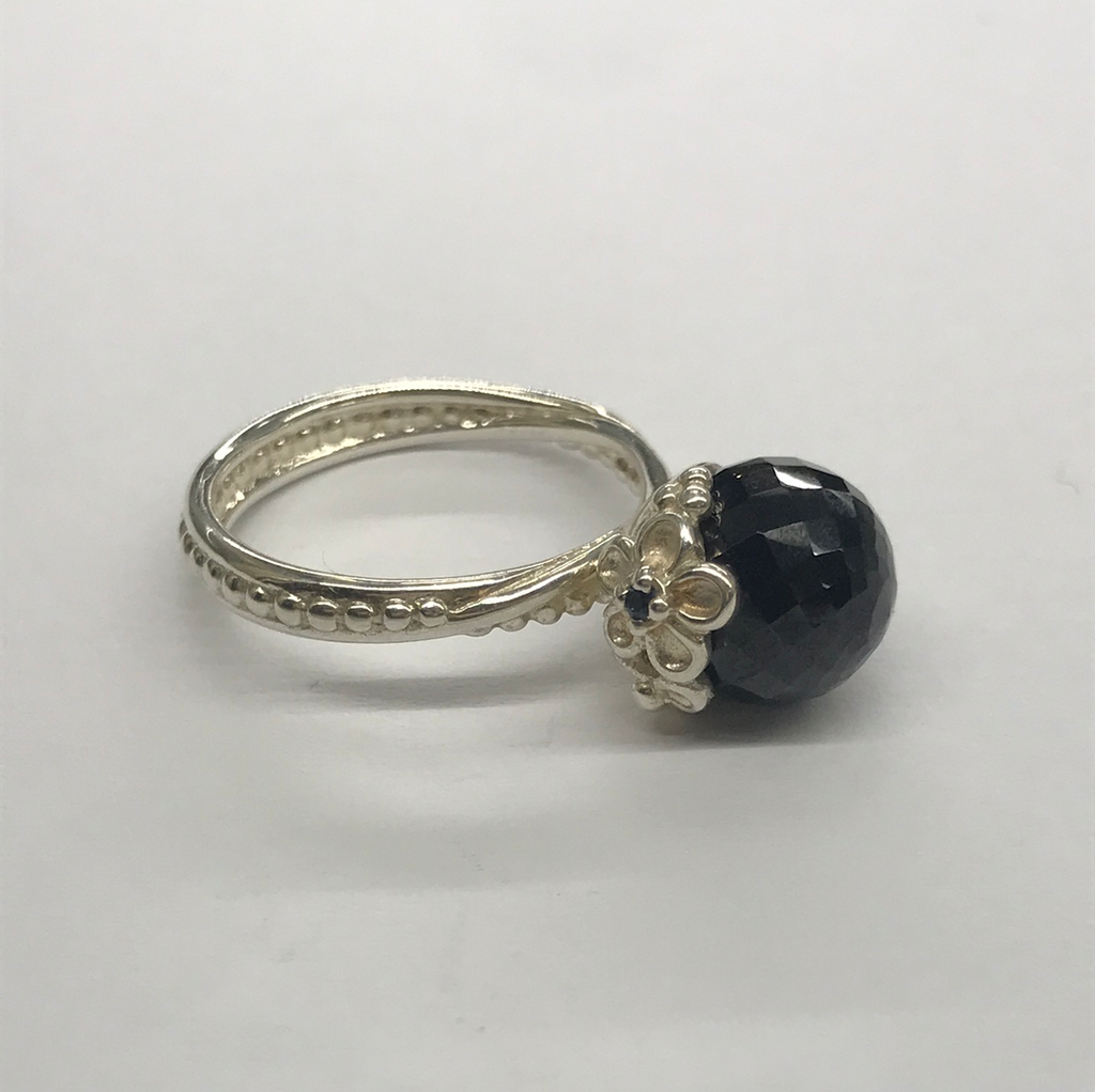 Pandora Black Stone Flower Ring