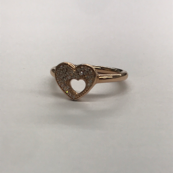 Pandora Silver And Rose Gold Plate Heart Ring