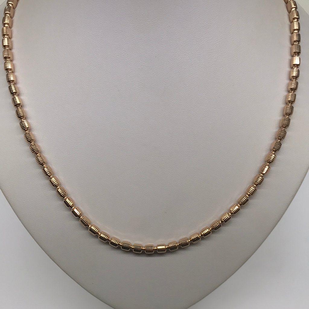 Sterling Silver And Rose Gold Plate Diamond Cut Necklace