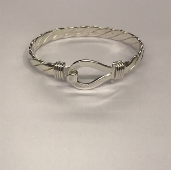 Sterling Silver Women’s Plain Hook And Loop Bangle