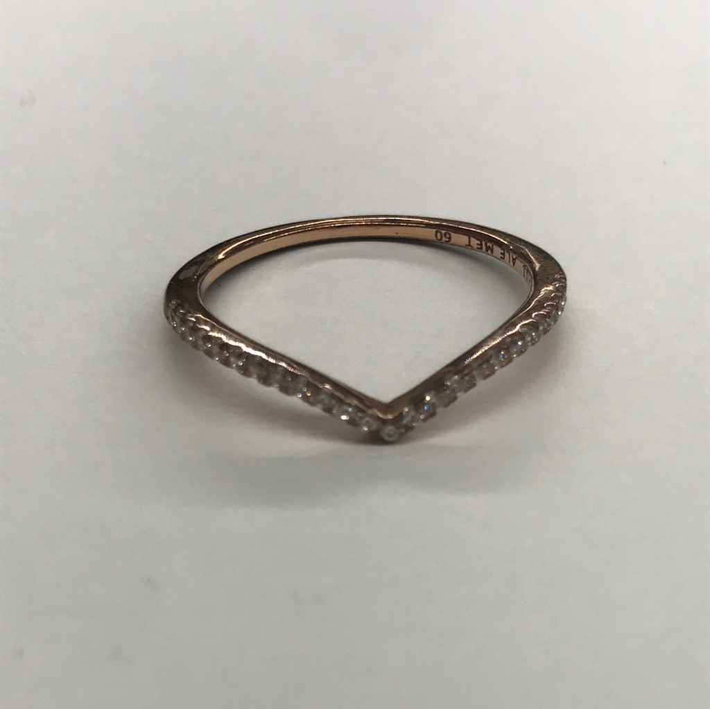 Pandora Silver And Rose Gold Stone Set Wishbone Ring