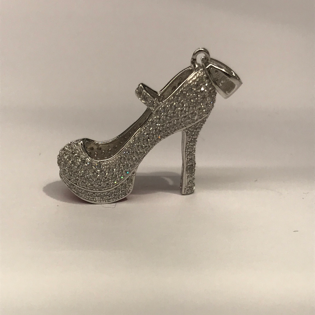 Sterling Silver Stone Set Shoe Pendant