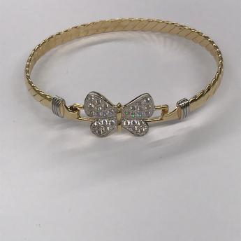 9ct Ladies Butterfly Stone Set Bangle