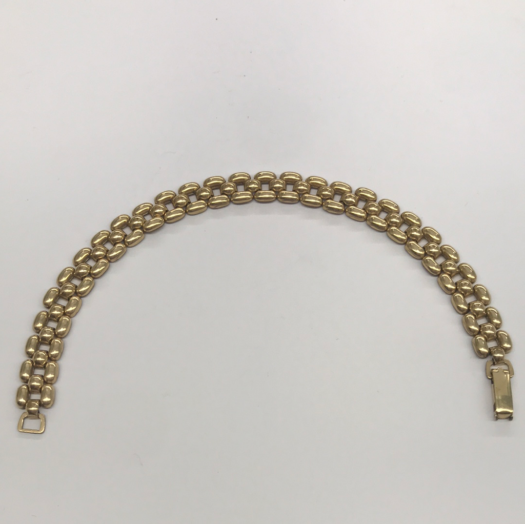 Silver And Gold Plate Flat Link Bracelet