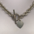 Sterling Silver Heart And T Bar Necklace