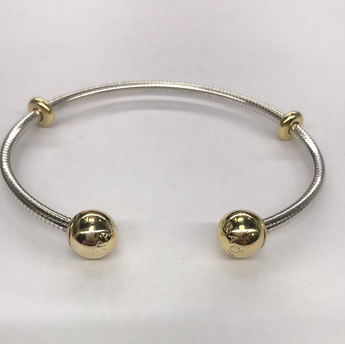 Sterling Silver And Gold Plate Pandora Torque style Bangle