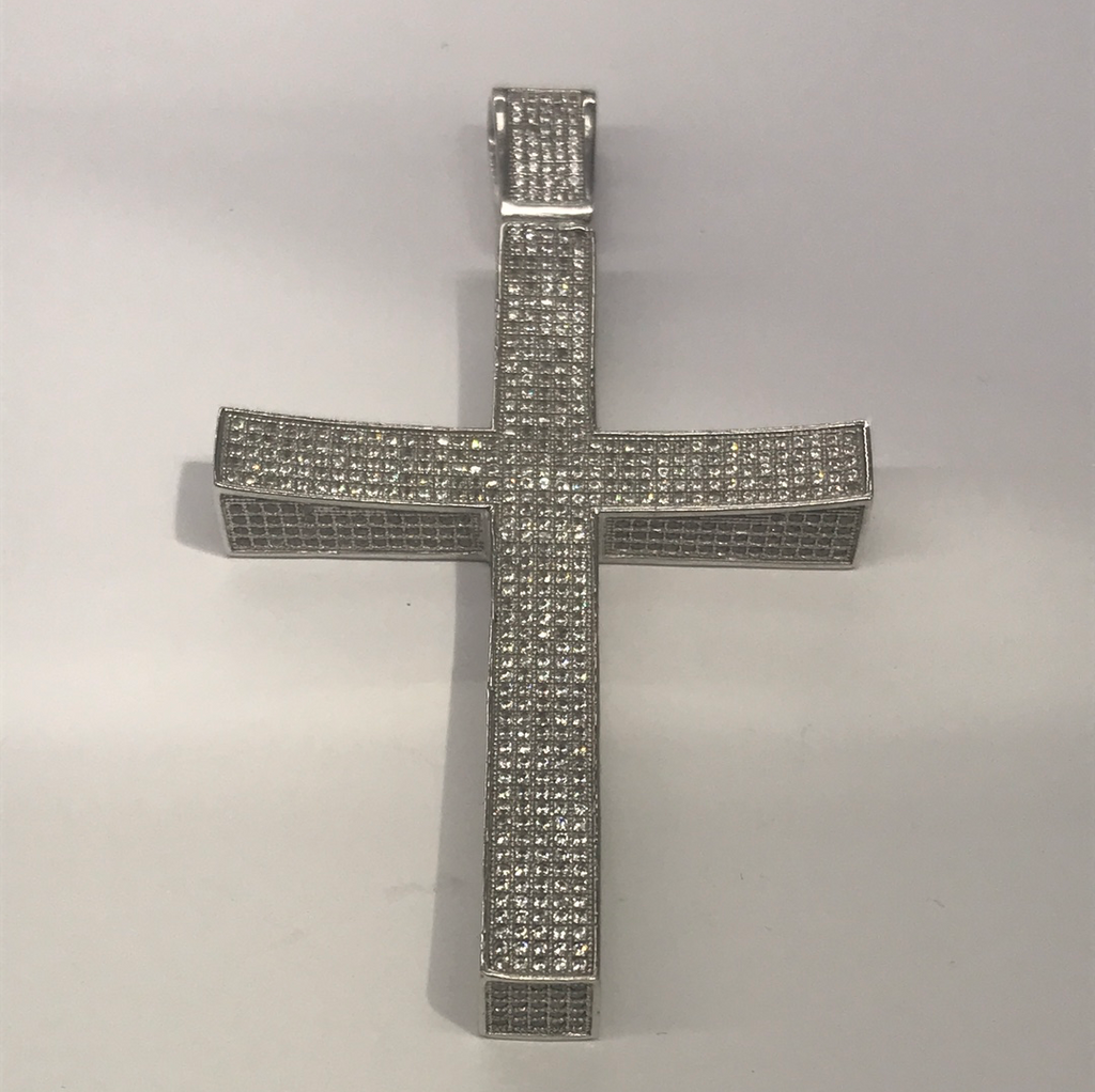 Sterling Silver Stone Set large Cross Pendant